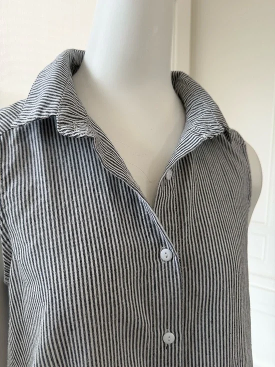 Papillon sleeveless Blue & White Pinstripe dress in a cotton blend, XL - Picture 3 of 5